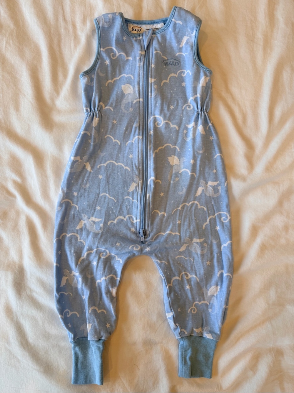 HALO Light Blue Toddler Sleep Sack with White Cloud Dragon Print 12-24 months
